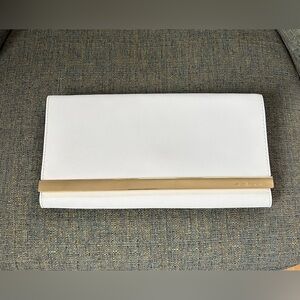 Leather Michael Kors White and Gold Evening Clutch